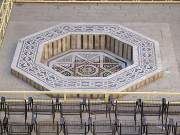 High angle view of people on building