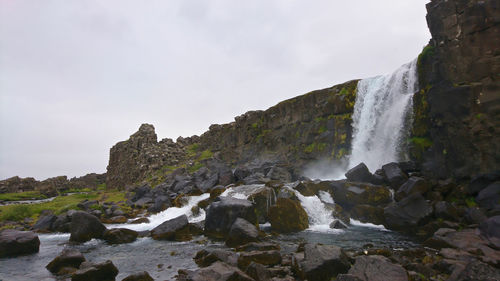 Scenic view of waterfall