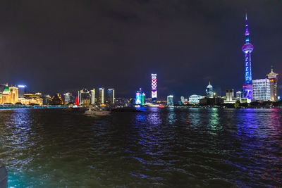 A view of pudong with its skyscrapers, the oriental pearl tower and other buildings. 