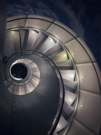 Low angle view of spiral staircase in building