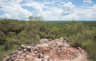 Scenic view of land against sky