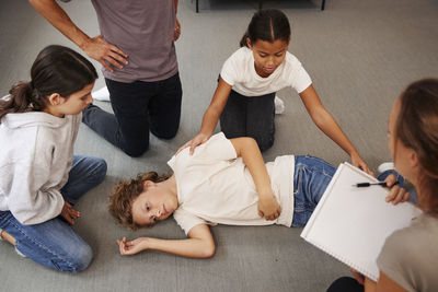 Teachers giving first aid training