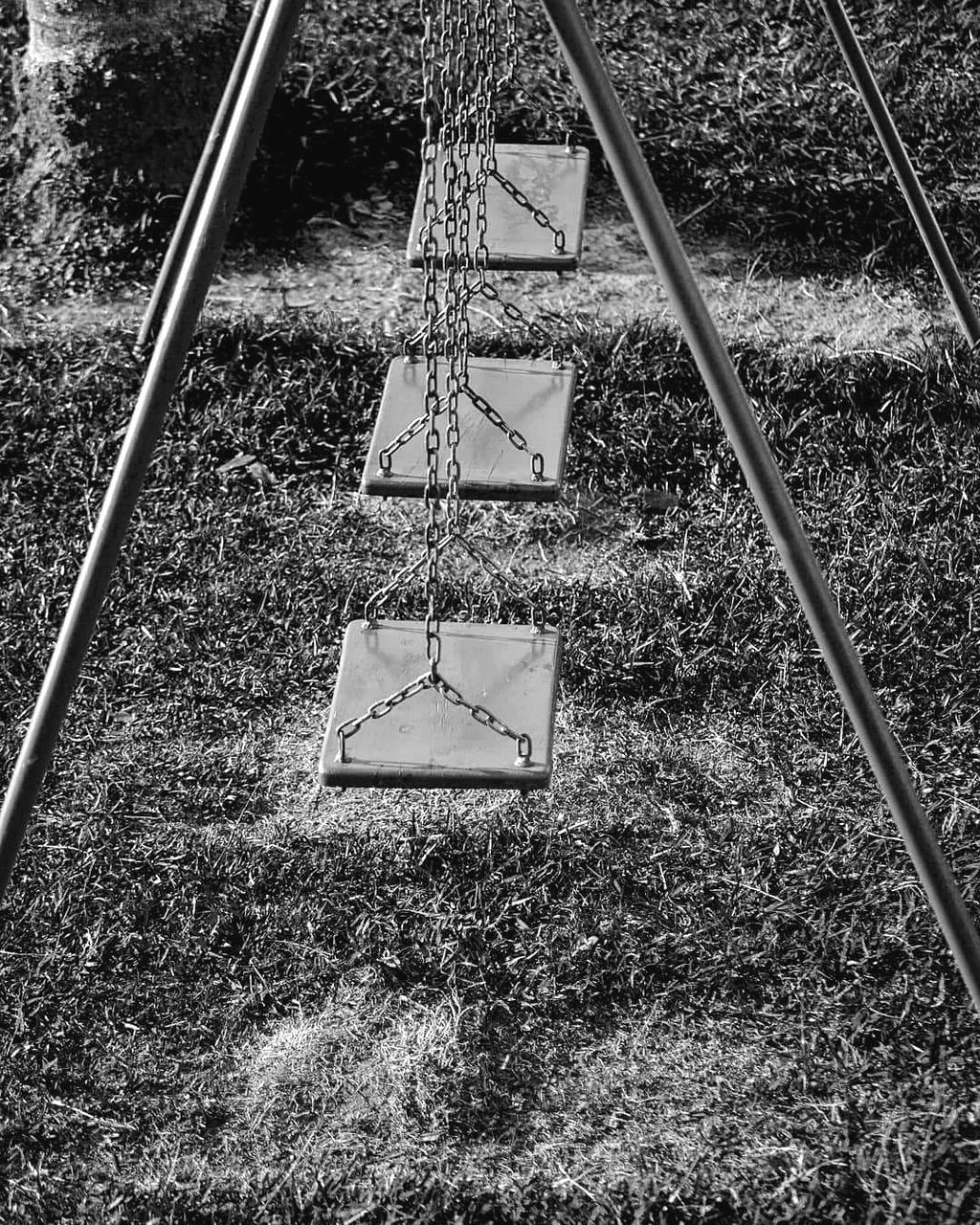 plant, day, grass, playground, no people, nature, metal, land, outdoor play equipment, field, high angle view, outdoors, swing, equipment, absence, growth, tree, shape, park