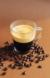 Close-up of coffee cup on table