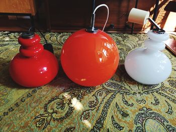 High angle view of tomatoes on table at home