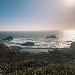 Scenic view of sea against sky during sunset