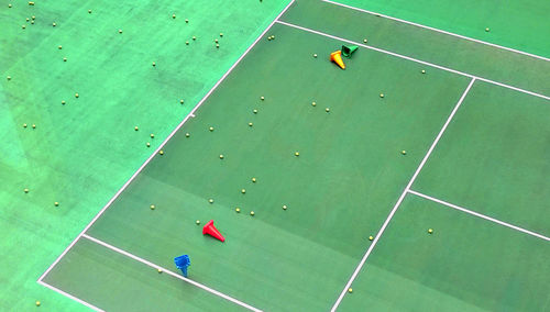 High angle view of tennis court