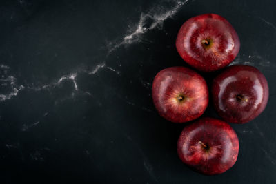 High angle view of apples on table