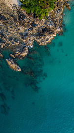 Patong beach aerial drone landscape view turquoise water phuket thailand