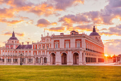 View of historic building against sky during sunset