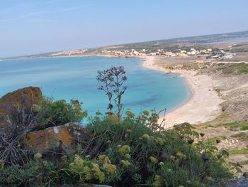 High angle view of sea against sky