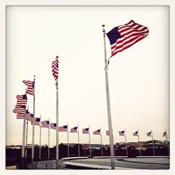 Low angle view of american flag