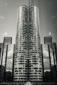 Low angle view of modern buildings against sky