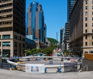 High angle view of buildings in city