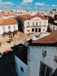 High angle view of townscape against sky