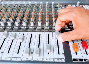 Close-up of hand using smart phone