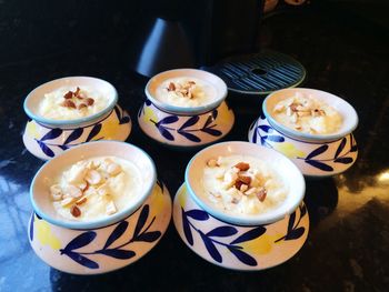 High angle view of coffee on table