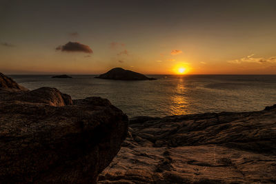 Scenic view of sea against sky during sunset