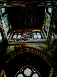 Low angle view of old ceiling in abandoned building