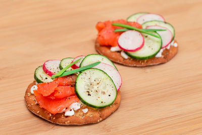 Close-up of food on table