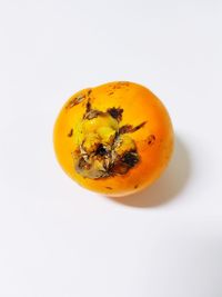 High angle view of orange on white background