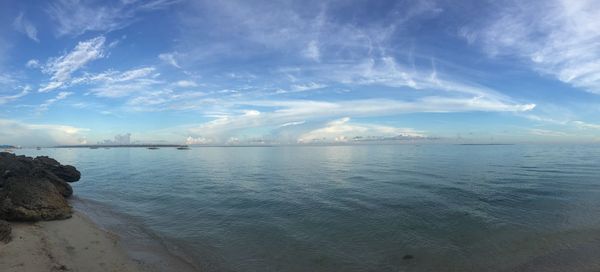 Scenic view of sea against cloudy sky