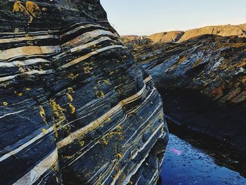 Aerial view of rock formations against sky