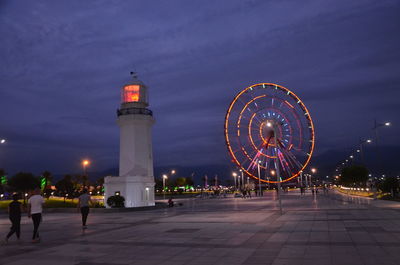 View of lighthouse at night