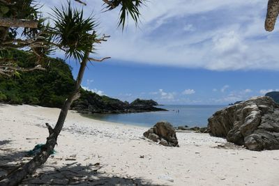 Scenic view of beach against sky