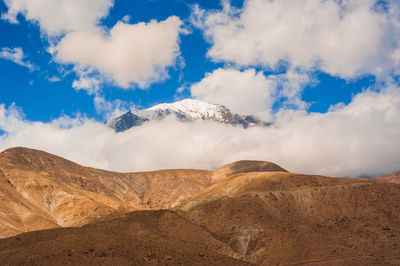 Scenic view of mountain against cloudy sky