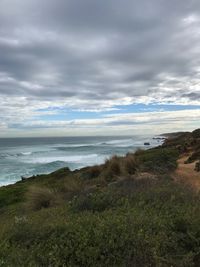 Scenic view of beach against sky