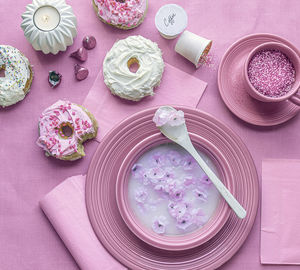 High angle view of food on table