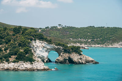 Scenic view of bay against sky