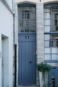 Closed door of house