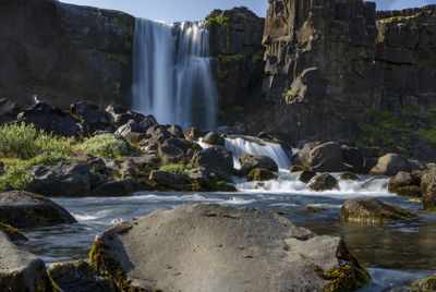 Scenic view of waterfall