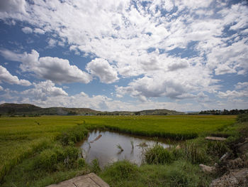 Scenic view of lake against sky