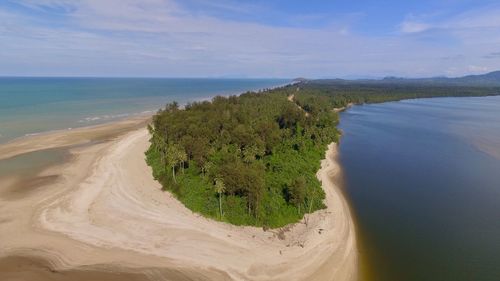 High angle view of beach against sky