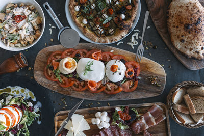 High angle view of food on table