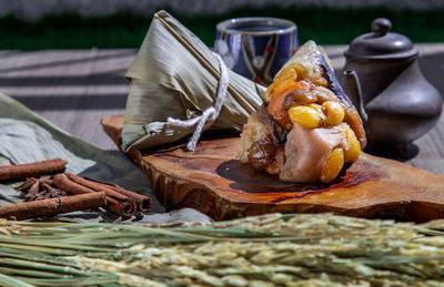 Close-up of food on table