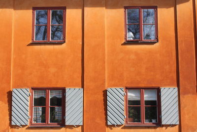 Low angle view of windows on building