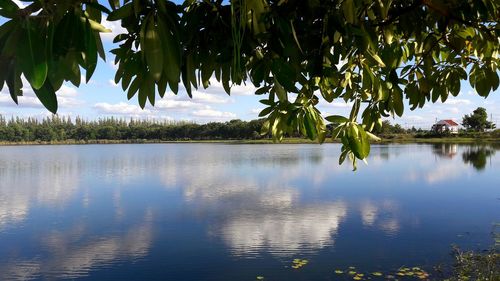 Scenic view of lake against sky