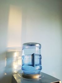 Close-up of glasses on table