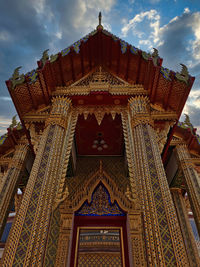 Low angle view of temple building against sky