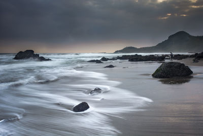 Scenic view of sea against sky during sunset