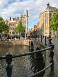 Canal amidst buildings against sky in city