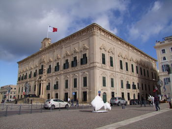 View of buildings against cloudy sky