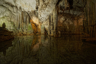 Reflection of cave in water