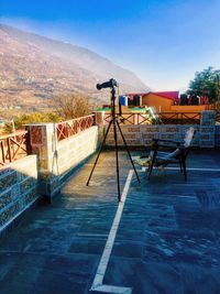 Scenic view of swimming pool against clear blue sky