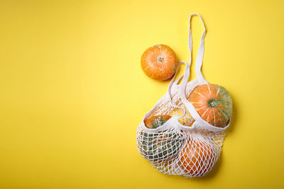 High angle view of orange on table