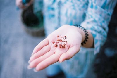 Midsection of woman holding dried plant